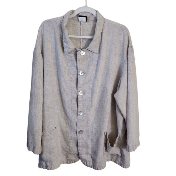 Vintage Swept Away Flax Oatmeal Button Front Jacket Lagonlook One Size - Picture 1 of 6